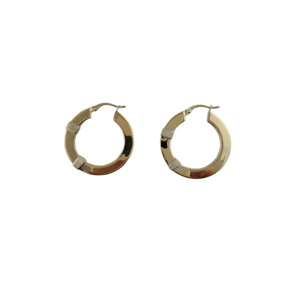 Vintage 14K Yellow and White Gold Hoop Earrings #11877  Vintage 14K Yellow and White Gold Hoop Earrings #11877